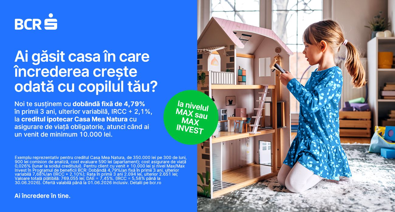 BCR aduce la TNI oferta Casa Mea Natura: dobândă fixă de 4,79% în primii 3 ani