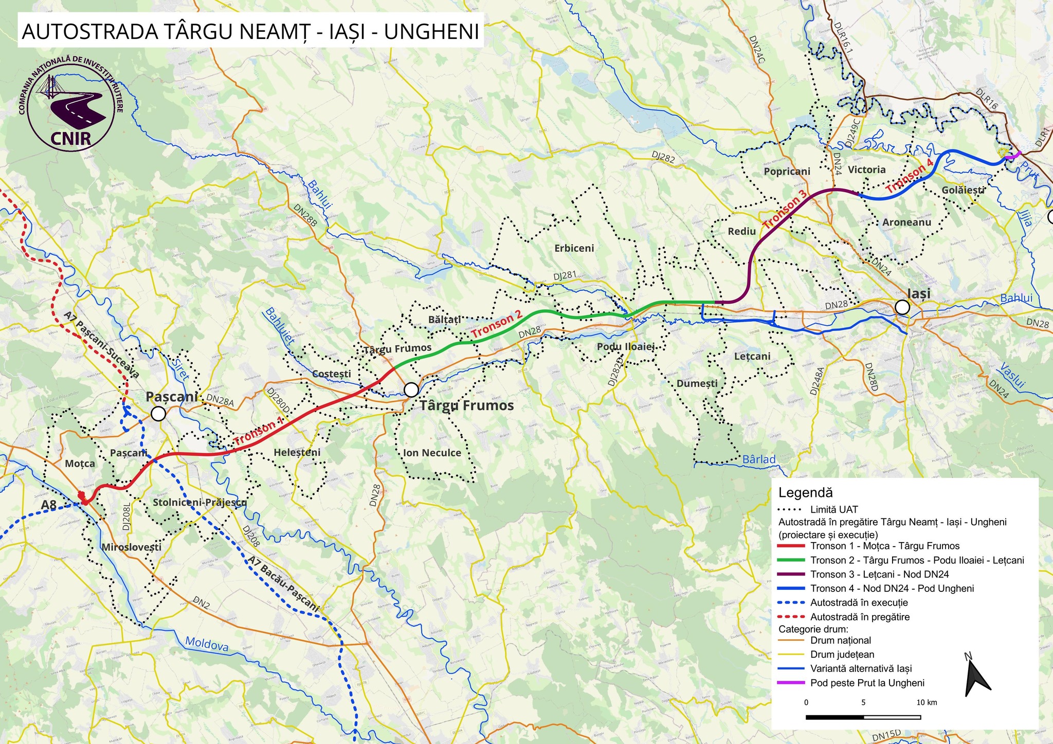 Autostrada Unirii A8: sectiunea Tg Neamt – Letcani, gata pentru lansarea licitatiilor