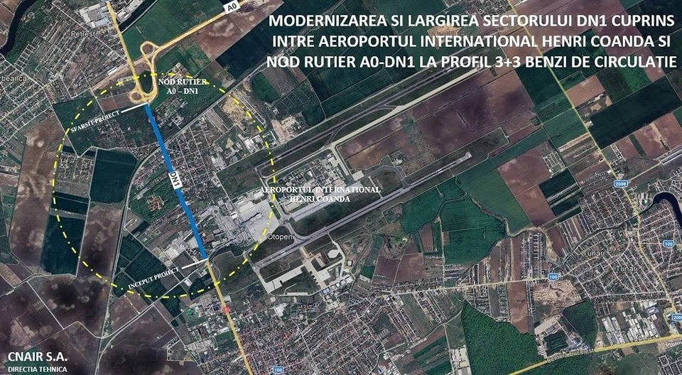 DN1 intre aeroport si nodul rutier cu A0 va fi largit la trei benzi pe sens, in viitor