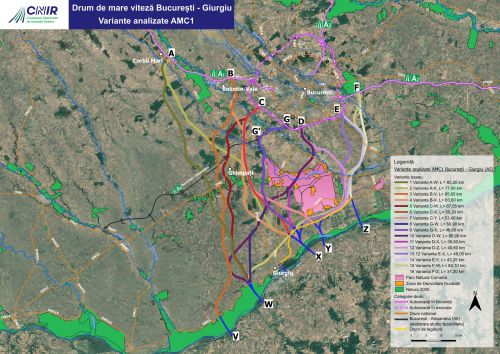 Drum de mare viteza Bucuresti – Giurgiu: Sunt analizate 16 variante de traseu