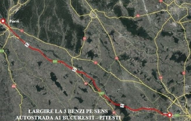 Largirea la trei benzi pe sens a Autostrazii A1 Bucuresti – Pitesti va intra in etapa SF